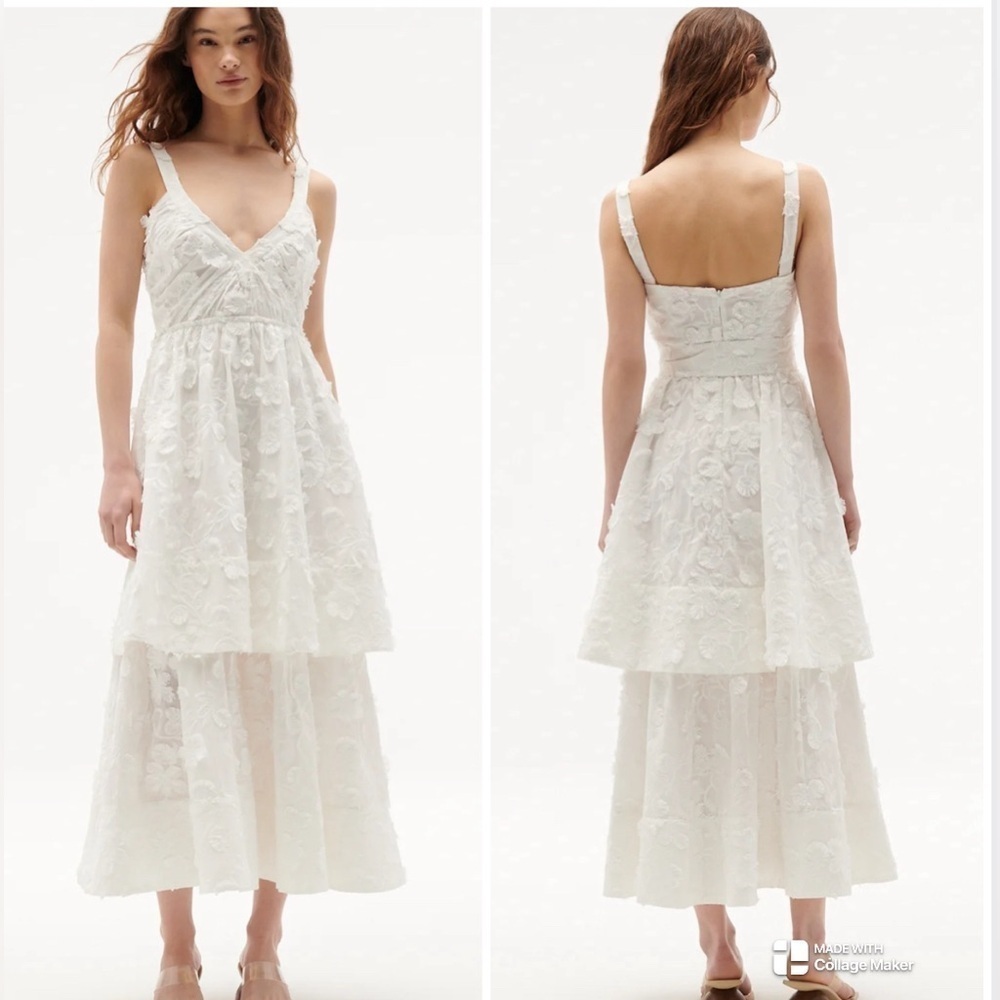 NEW Figue monet lace floral dress in clean white